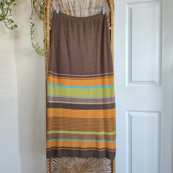 Double D Ranch Western LINEN Blend Maxi Skirt stripe bohemian southwest cowgirl - Picture 2 of 9